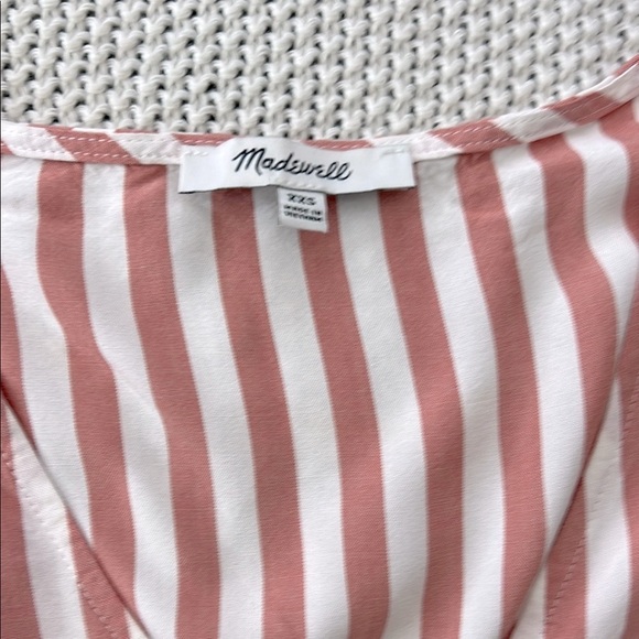 Madewell Pink and white with Peplum Blouse with Puff Sleeves - Picture 2 of 7